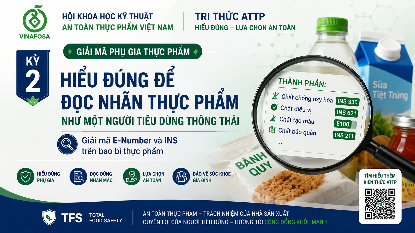 Tìm hiểu ý nghĩa của E-Number và INS trên bao bì thực phẩm. Hướng dẫn đọc nhãn thực phẩm đúng cách, hiểu chức năng của phụ gia và lựa chọn sản phẩm an toàn.
