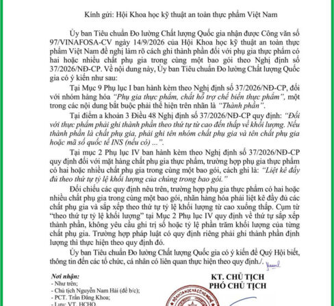 LÀM RÕ CÁCH GHI THÀNH PHẦN KHI MỘT SẢN PHẨM CÓ NHIỀU CHẤT PHỤ GIA THỰC PHẨM